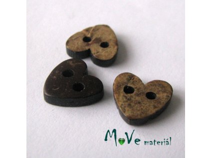 Knoflík kokosový srdce 10x10mm, 2ks