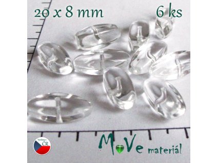 České skleněné oválky 20x8mm 6ks (cca10g)
