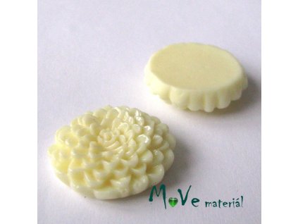 Kabošon květ lesklý D8 - resin - 1ks, vanilkový