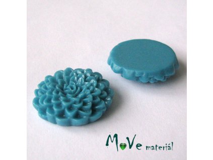 Kabošon květ lesklý D8 - resin - 1ks, petrolejový