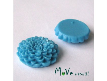 Kabošon květ lesklý D8 - resin - 1ks, tyrkysový