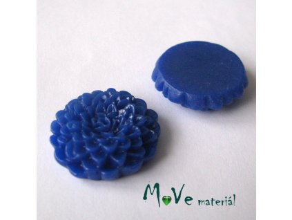 Kabošon květ lesklý D8 - resin - 1ks, tm. modrý