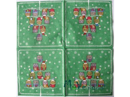 Ubrousek na decoupage 33 x 33cm 1ks, sovy