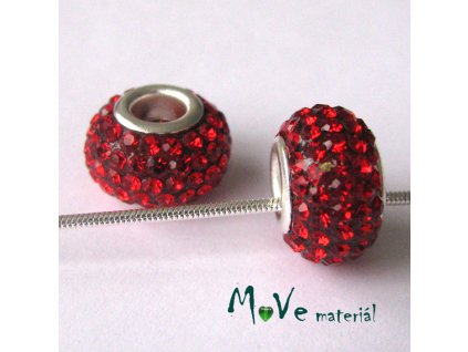 Korálek s šir. průvlek 1kus, červený