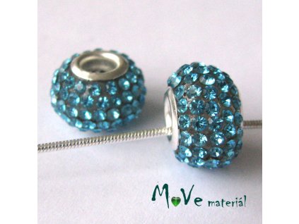Korálek s šir. průvlek 1kus, tyrkysový