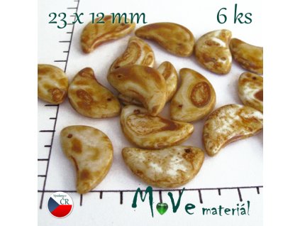 Česká travertin slzička 23x12mm 6 ks