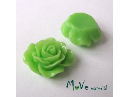 Kabošon růžička lesklá D3 - resin - 2ks, zelená