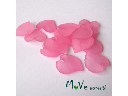 Akrylové transparentní lístečky, 15ks, stř. růžové