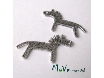 Přívěsek KONÍK 26x18x1mm, 2ks, starostříbro
