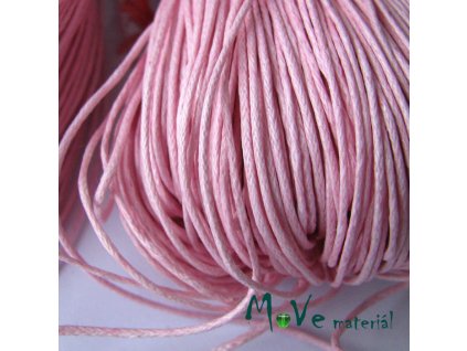 Šňůra voskovaná bavlněná 1mm, 3m, růžová