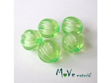 Korálek plast kulička 12mm, 5ks, sv. zelený