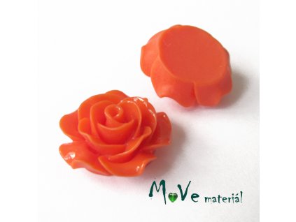 Kabošon růžička lesklá B2 - resin - 2ks, oranžový