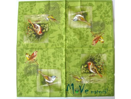Ubrousek na decoupage 33 x 33cm 1ks, ptáci