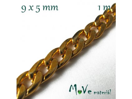 Řetízek aluminium (hliník) - 9x5mm/1m, zlatý