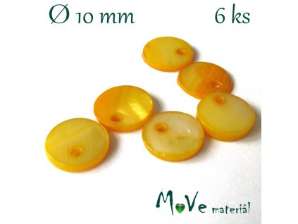 Perleťová placička 10x1,5-2mm 6ks, žlutá