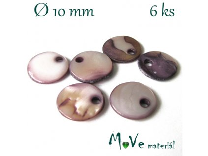 Perleťová placička 10x1,5-2mm 6ks, fialovošedá