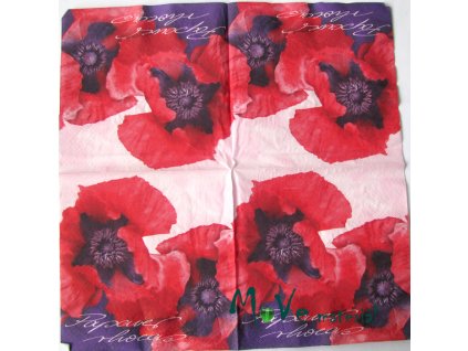 Ubrousek na decoupage 33 x 33cm 1ks, máky
