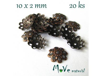 Kaplíky staroměď filigránový 10x2mm/20ks