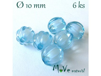 Korálek plast kulička 10mm, 6ks, sv. modrý