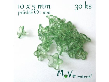 Zvonečky průhledné 10x5mm, 30ks, tm. zelené