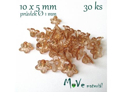 Zvonečky průhledné 10x5mm, 30ks, hnědé