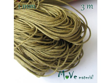 Šňůra voskovaná bavlněná 1mm, 3m, olivová