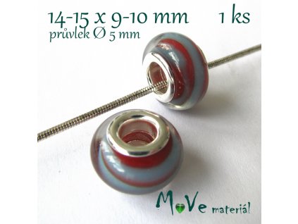 Korálek skleněný s širokým průvlekem 1kus, bordo