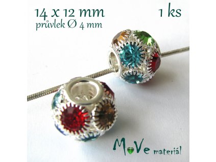 Korálek šatonový s šir.průvl.1 kus, barevný