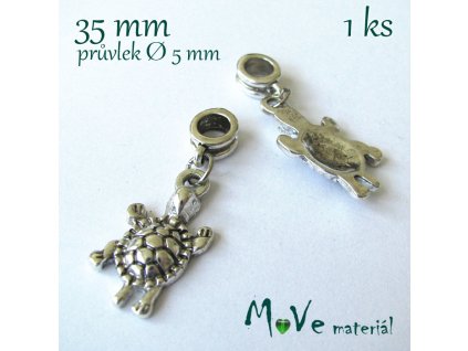 Kovový přívěk s šir. průvlekem 1kus, želva