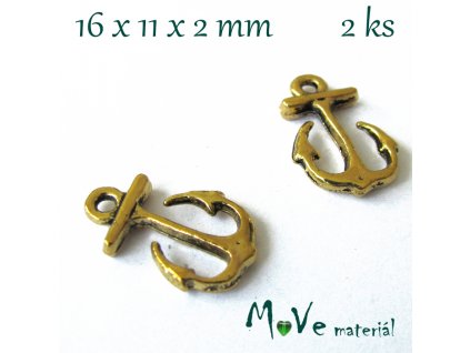 Přívěsek KOTVA 16x11x2mm, 2ks, starozlato