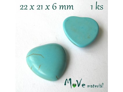 Kabošon přírodní kámen - srdce 22x21x6mm, 1ks, tyrkenit