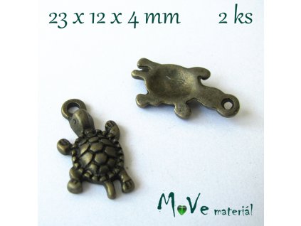 Přívěsek ŽELVIČKA 23x12x4mm, 2ks, staromosaz