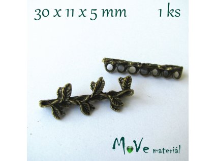 Vodič ozdobný 30x11x5mm 7řad, 1ks, staromosaz