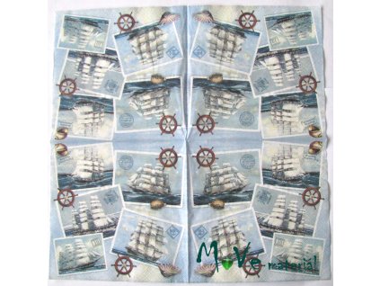 Ubrousek na decoupage 33 x 33cm 1ks, lodě