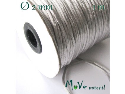 Šňůra saténová 2mm, sv. šedá, 1m