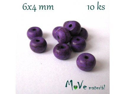 Korálky howlit disk 6x4mm, 10ks, fialový