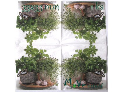 Ubrousek na decoupage 33 x 33cm 1ks, bylinky