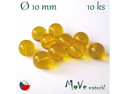 České skleněné kuličky 10mm/10ks, žluté