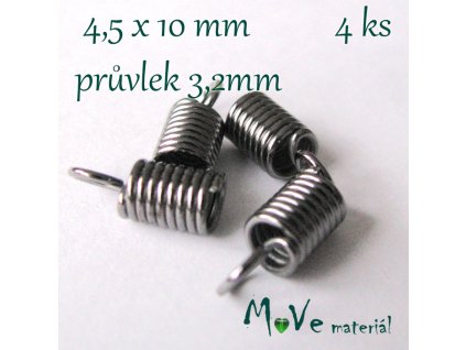 Koncovka na kůži-pružinka 4,5x10mm 4ks, antracit