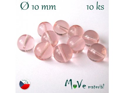 České skleněné kuličky 10mm/10ks, růžové