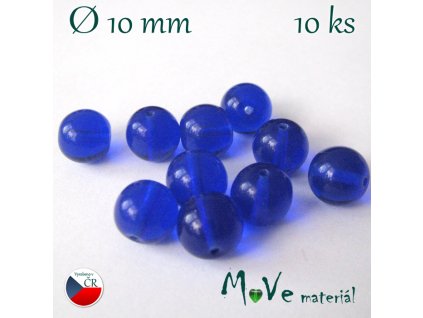 České skleněné kuličky 10mm/10ks, kobaltové