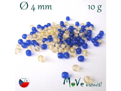 České skleněné kuličky 4mm/10g, mix (kobaltovožlutý)