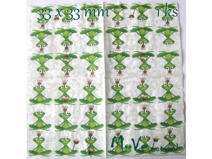 Ubrousek na decoupage 33 x 33cm 1ks, žáby