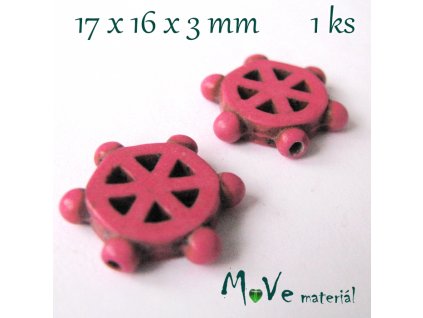 Kormidlo howlitové 17x16x3mm, 1ks, růžové