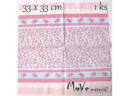 Ubrousek na decoupage 33 x 33cm 1ks, růžičky