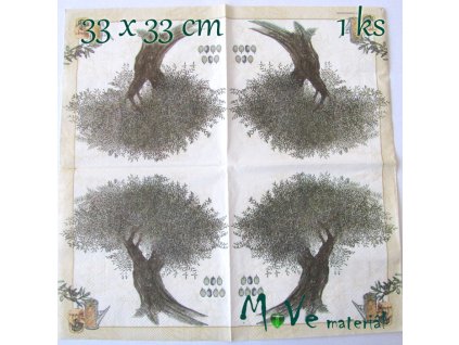 Ubrousek na decoupage 33 x 33cm 1ks, olivovník