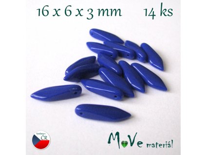 České skleněné jazýčky 14ks, modré