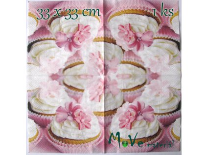 Ubrousek na decoupage 33 x 33cm 1ks, cupcake