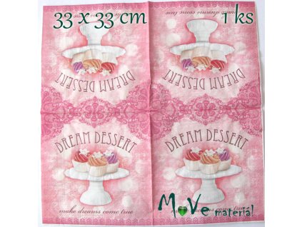 Ubrousek na decoupage 33 x 33cm 1ks, dortíčky