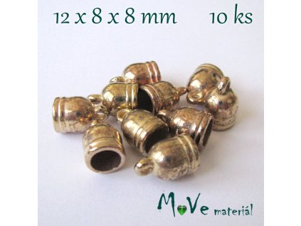 Koncovka 12x8mm, 10ks, zlatá, II. jakost